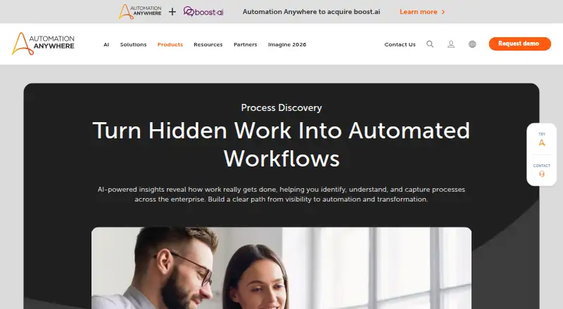 Automation Anywhere Process Discovery's website