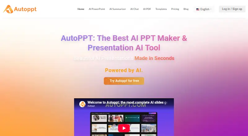 The Autoppt homepage