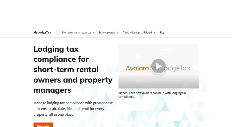 Avalara MyLodgeTax's website