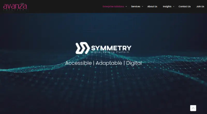 Symmetry Digital Banking Platform's website