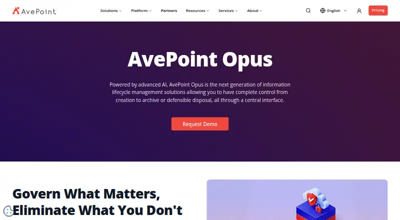 AvePoint Opus's website