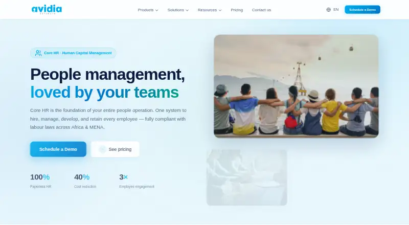 The Avidia Core HR homepage