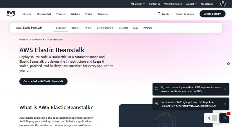 AWS Elastic Beanstalk's website