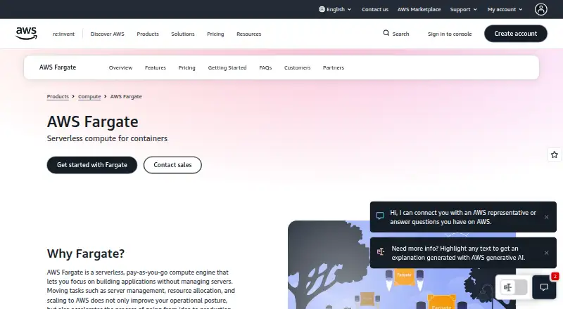 AWS Fargate's website