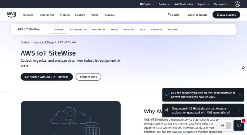 AWS IoT SiteWise's website
