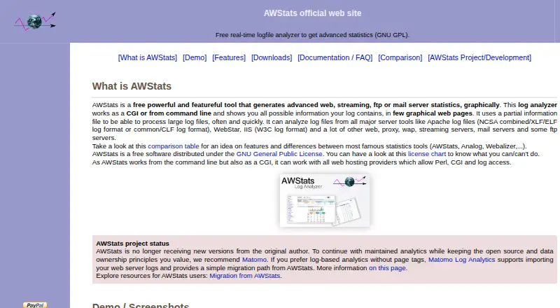 The AWStats homepage