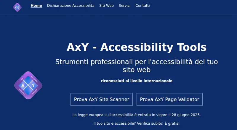 The AxY Site Scanner homepage