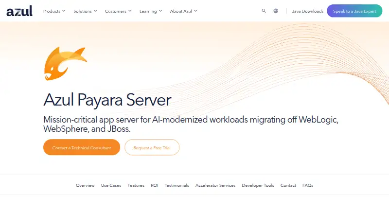 Azul Payara Server's website