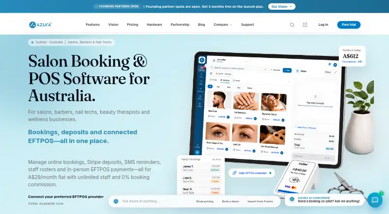 Azura Booking's website