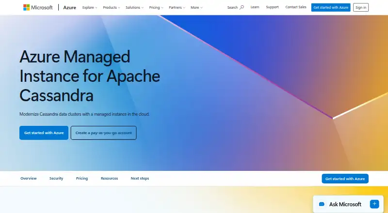 Azure Managed Instance for Apache Cassandra's website