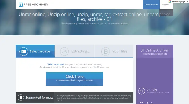 The B1 Archiver homepage