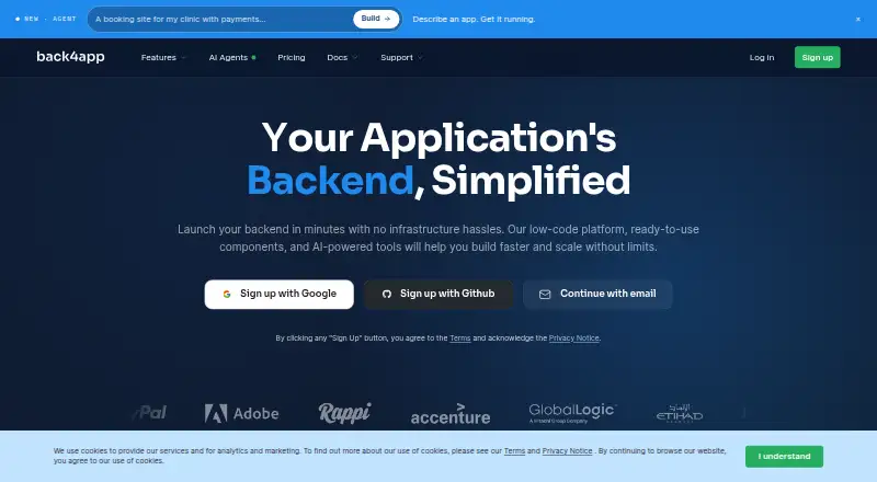 Back4app's website
