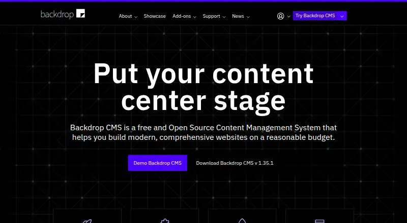 The Backdrop CMS homepage