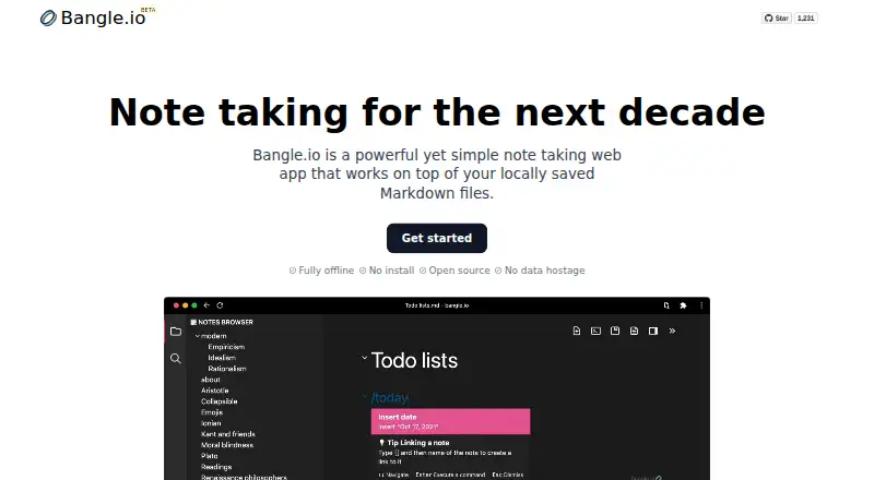The Bangle.io homepage