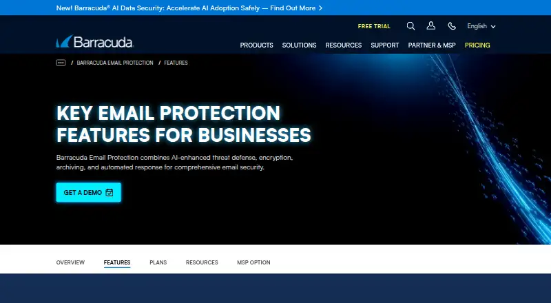 Barracuda Message Archiver's website