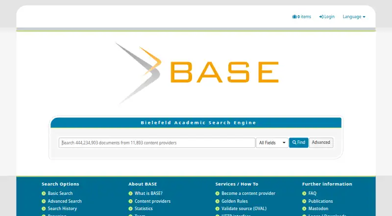 BASE (Bielefeld Academic Search Engine)'s website