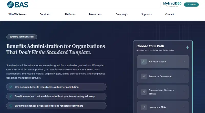 BAS Benefits Administration's website