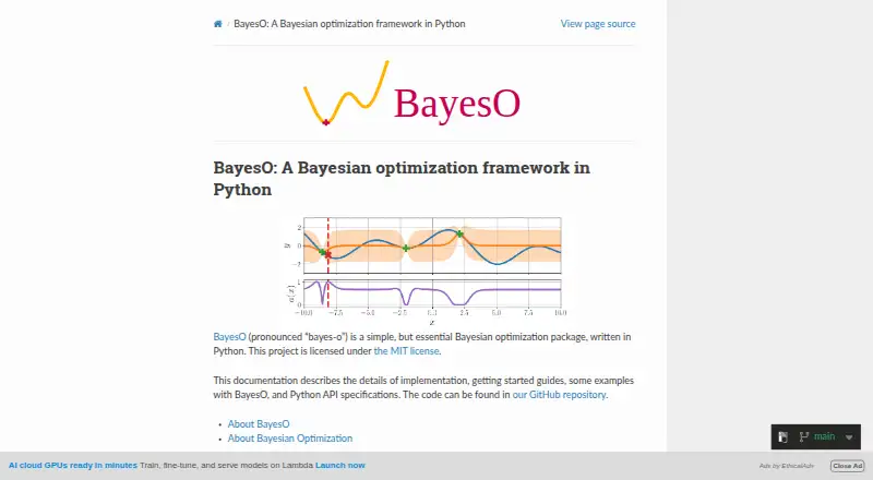 BayesO's website