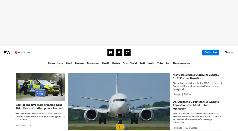 BBC iPlayer's website