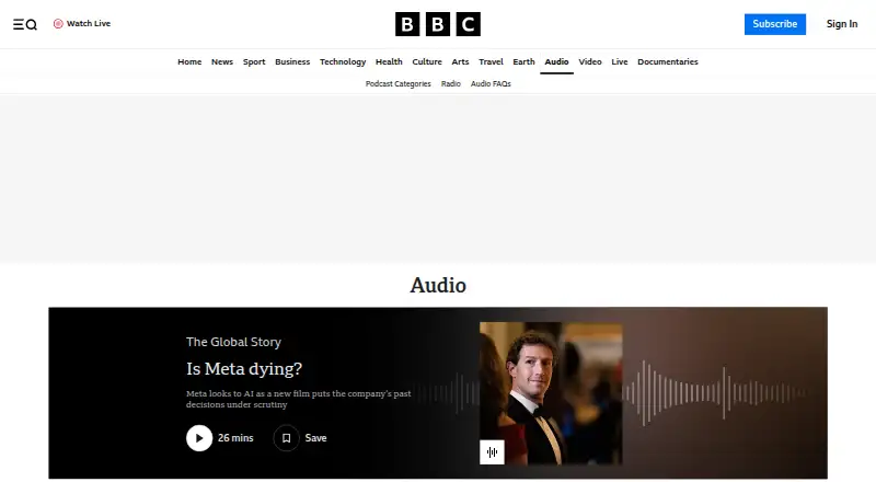BBC Sounds's website