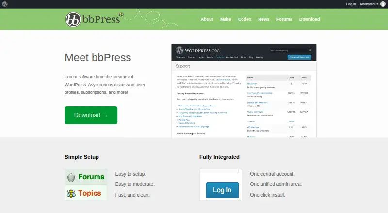 The bbPress homepage