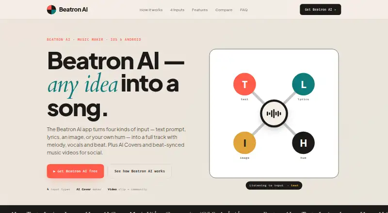 The Beatron AI homepage