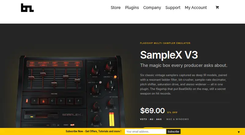 SampleX V3's website