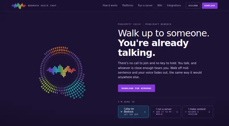 Bedrock Voice Chat's website
