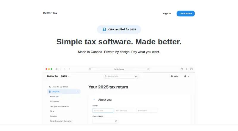 The Better Tax homepage