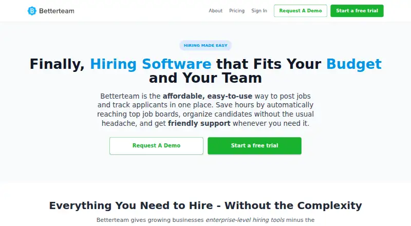 The Betterteam homepage