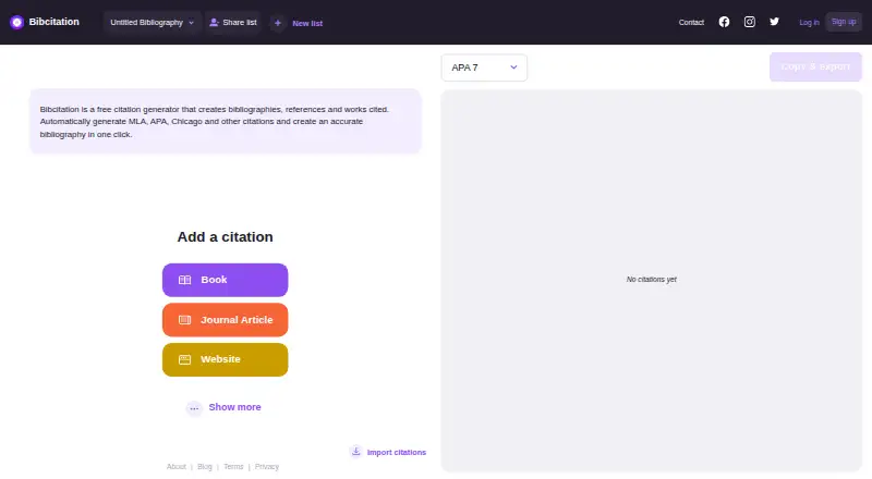 Bibcitation's website