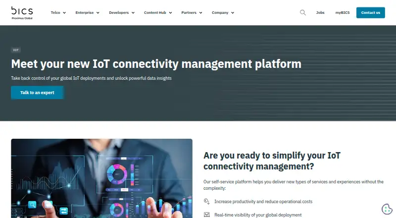 BICS IoT Connectivity Management's website