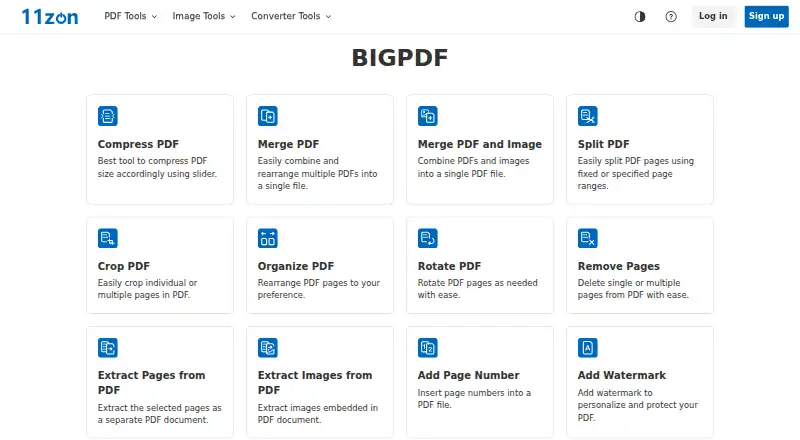 The 11zon Compress PDF homepage