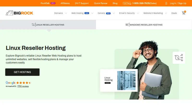 BigRock Linux Reseller Hosting's website