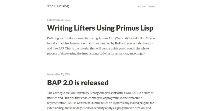 The BAP (Binary Analysis Platform) homepage