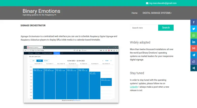 Signage Orchestrator's website