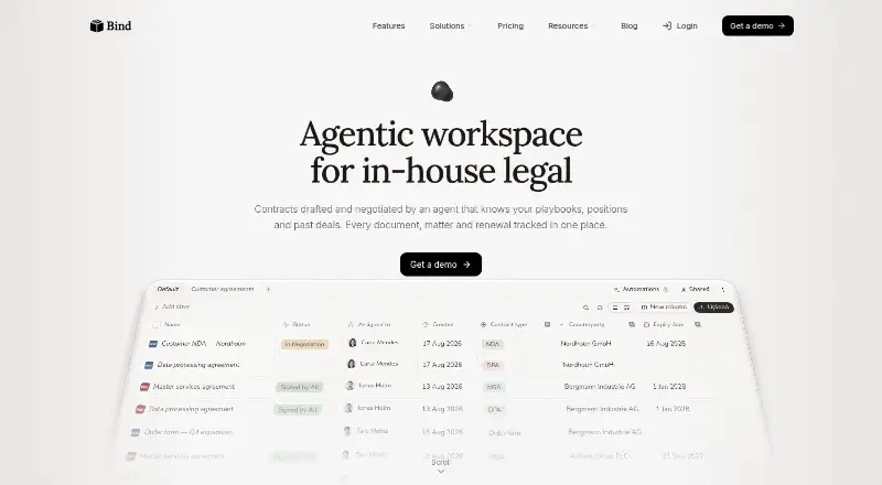 The Bind homepage