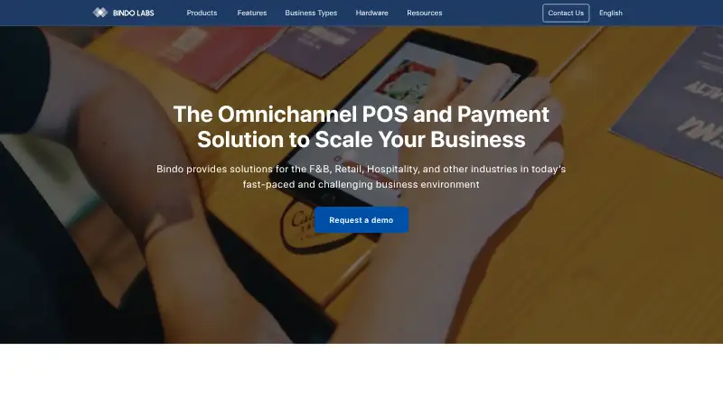 Bindo POS's website