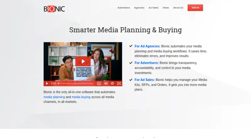 Bionic for Agencies's website