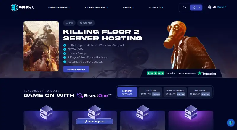 BisectHosting Killing Floor 2 Hosting's website