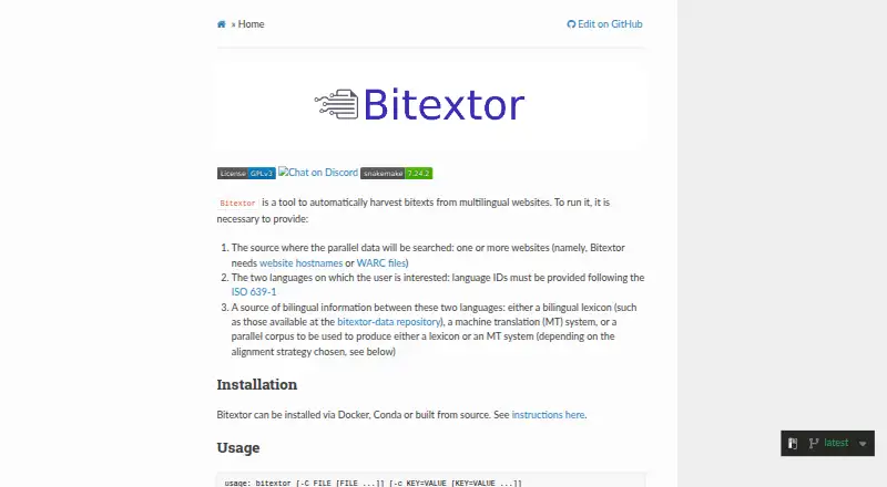 The Bitextor homepage