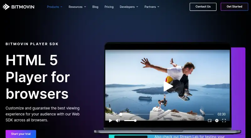 The Bitmovin Player homepage