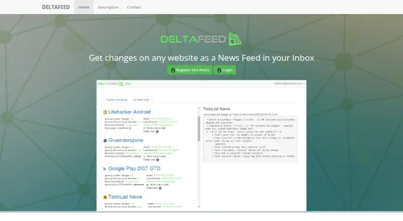 The deltaFeed homepage