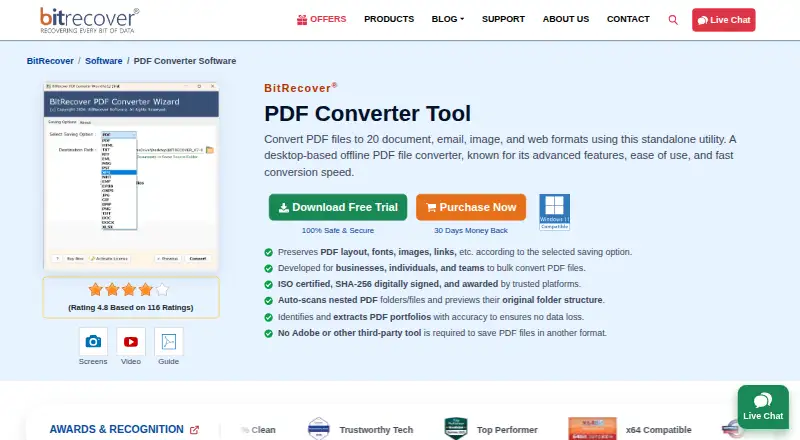The BitRecover PDF Converter Wizard homepage