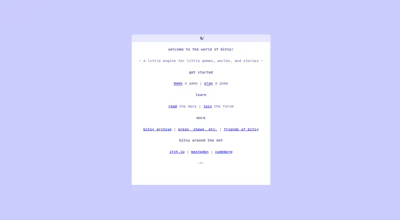 The Bitsy homepage
