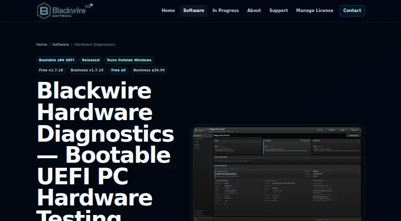 Blackwire Hardware Diagnostics's website