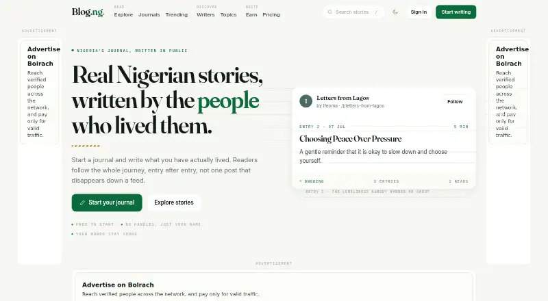 The Blog.ng homepage