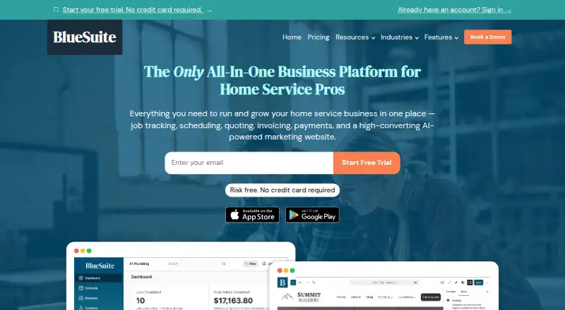 The BlueSuite homepage
