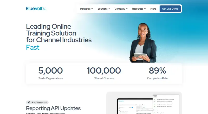 The BlueVolt homepage