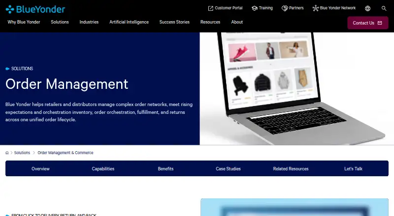 Blue Yonder Order Management's website